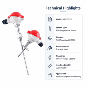 Capteur de température à réponse rapide avec <span class=keywords><strong>temps</strong></span> de réaction de 1 seconde pour le suivi en <span class=keywords><strong>temps</strong></span> réel de la température des fluides industriels dynamiques - Product Image 2