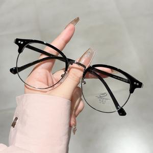 31156 Lunettes optiques demi-cerclées style japonais, monture sourcil, unisexe, verres PC anti-lumière bleue, origine Taizhou - Product Image 3