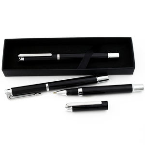 Stylo bille en acier inoxydable noir de haute qualité, largeur d'écriture 1,0 mm, logo personnalisable pour cadeaux d'affaires - Product Image 3