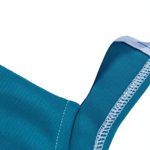 Ensemble de maillots de basket personnalisés, bleu turquoise et blanc, respirant, anti-transpiration, uniforme unisexe pour adultes, impression par transfert thermique sur le devant - Product Image 5