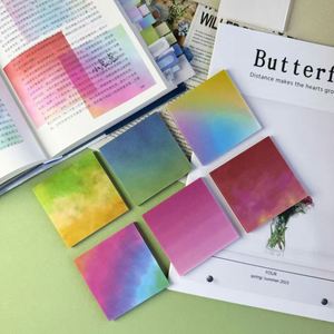 Gradient Rainbow Self-Adhesive <b>Memo</b> <b>Pads</b> 50 Pages Translucent Shiny Colorful Notepad for Learning Office Use-Beautiful <b>Memos</b> - Product Image 2