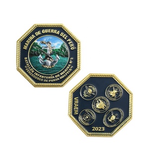 <span class=keywords><strong>Monedas</strong></span> de diseño de esmalte de ancla hexagonal con impresión en aerosol de color dorado - Product Image 1