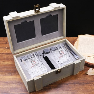 <span class=keywords><strong>La</strong></span> antigua vasos de whisky con caja de lujo 10 Oz rocas <span class=keywords><strong>Bar</strong></span> ware, para Bourbon licor y coctel bebidas de madera gris caja - Product Image 2