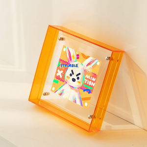 Cadre photo acrylique à bord néon conception de <span class=keywords><strong>bloc</strong></span> magnétique présentoir <span class=keywords><strong>double</strong></span> face pour bureau et décoration murale de la maison - Product Image 2