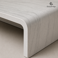 Table basse pliante en marbre veiné blanc et gris sur mesure pour la décoration du salon