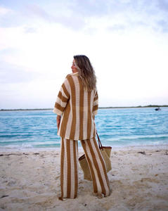 Automne femmes Cardigan à manches longues <span class=keywords><strong>pull</strong></span> tricoté et pantalon de survêtement ensemble 2023 pour deux pièces - Product Image 3