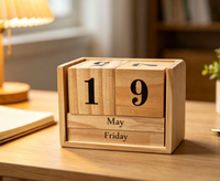 Calendrier perpétuel en bois vintage, blocs réglables pour mois, date, semaine, calendrier de bureau, bloc DIY, décoration pour la maison et le bureau, cadeau
