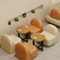 Combinaison Table et Chaises Doubles en Cuir PU Style Ferme, Écologique et Commerciale, Idéale pour Cafés, Salons de Thé et Bars à Lait