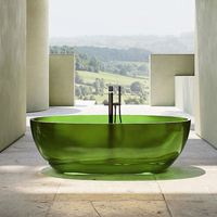 Mohom Home Baignoire ovale transparente de luxe Petit appartement pour salle de bain extérieure Chambre à coucher intérieure en résine artificielle trempage