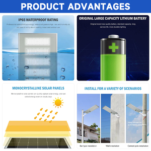 Luminaria Solar LED para Calle, de Alta Potencia, Impermeable IP65, de Aluminio Fundido, Integrada, 240w 300w 500w, Todo en Uno - Product Image 2
