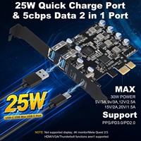 بطاقة توسعة PCIe USB 3.0 مع منفذين USB-C ومنفذين USB-A لأجهزة الكمبيوتر المكتبية - متوفرة في المخزون
