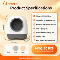Bac à litière intelligent Dolphin MAX CH-ICB015, toilette automatique pour chat à nettoyage automatique, contrôle par application, réservoir de 9 L, espace super spacieux de 80 L
