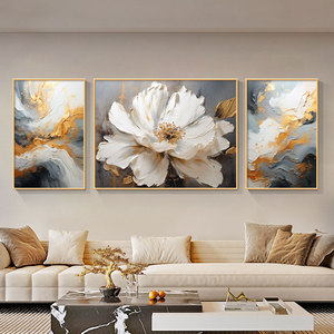 Tableau mural abstrait <span class=keywords><strong>moderne</strong></span> nordique avec <span class=keywords><strong>fleurs</strong></span> blanches, <span class=keywords><strong>peinture</strong></span> sur toile en porcelaine cristalline pour salon, affiches et impressions - Product Image 2