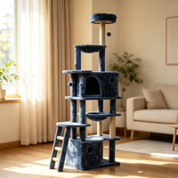 Arbre à chat extra haut pour plusieurs chats d'intérieur, avec condo confortable, hamac, poteaux à gratter en sisal et échelle d'escalade