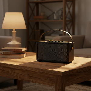 Altavoz portátil de sonido Nuevo diseño Deep Bass RGB LED Dual 4 "Retro <span class=keywords><strong>HIFI</strong></span> Cuero y material de madera <span class=keywords><strong>Equipo</strong></span> de sonido envolvente estéreo - Product Image 4