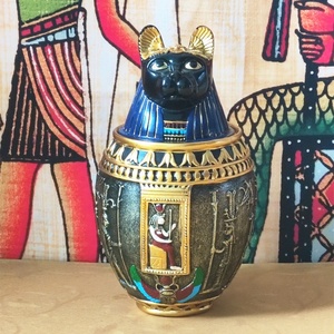Urne funéraire pour animaux de compagnie en résine de style <span class=keywords><strong>égyptien</strong></span> gravée sur mesure avec logo SE7ART, hieroglyphes dorés, durable, fabrication OEM directe - Product Image 3