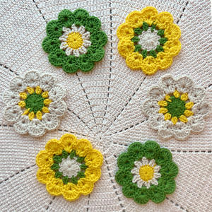 Nouveau dessous-de-plat minimaliste en <span class=keywords><strong>laine</strong></span> crochetée à la main, isolant thermique, motif petite fleur, style INS - Product Image 2