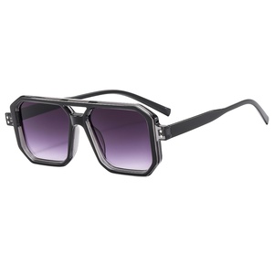 Gafas de Sol Vintage de Marca de Lujo, Unisex, Nuevas, a la Moda, Montura Cuadrada Extra Grande, Doble Puente, Logotipo Personalizado, UV400, Acrílico, Metal, PC - Product Image 1