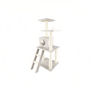 Albero per gatti Tommy Cat Tree 112 cm a tre livelli con scala e casetta per gatti - Product Image 2