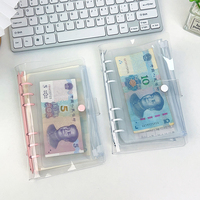 Carnet A6 rechargeable transparent à 6 anneaux couverture en pvc feuille intérieure doublée de feuilles mobiles bloc-notes en spirale agenda avec porte-monnaie