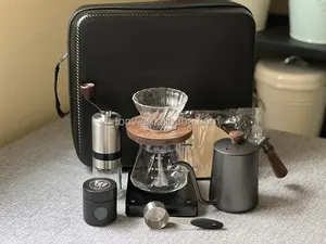 Stok tersedia Set hadiah pembuat kopi Tuang semua dalam 1 alat Aksesori Kopi 304 ketel leher angsa Stainless dengan tas kopi perjalanan