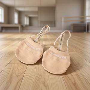 Chaussons de danse Baifa Danzo en tricot beige avec sangles élastiques, chaussures de danse à demi-orteils, chaussures de gymnastique, chaussettes de danse et de yoga - Product Image 3