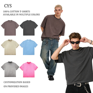 Camiseta Básica de Cuello Redondo, 100% Algodón, Tejido de Punto, Estilo Vintage Lavado, Diseño Estampado en Varios <span class=keywords><strong>Colores</strong></span> para Uso Casual - Product Image 4