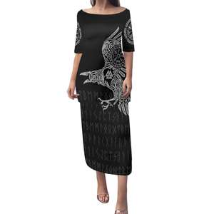 Haute qualité respirant <span class=keywords><strong>aztèque</strong></span> mexique <span class=keywords><strong>tatouage</strong></span> robes de soirée femmes dame élégant personnalisé mexicain été 2 pièces ensemble robe de soirée - Product Image 2
