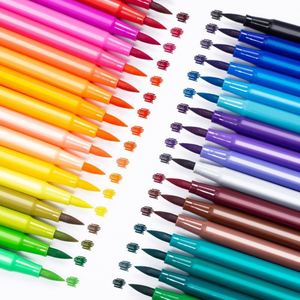 Stylos marqueurs à double pointe de haute qualité, personnalisés, pour aquarelle, stylos pinceaux colorés - Product Image 2