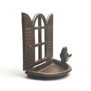 Antique Fonte Plante Fleur Cintre Oiseau Bain Mangeoire Bassin Fonte Crochet Mural Support Oiseaux Statue <span class=keywords><strong>Jardin</strong></span> Décor - Product Image 5