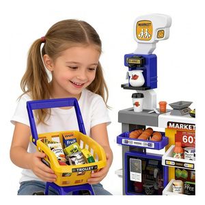 Juguete de rol de supermercado: Caja registradora, mostrador de pago, cesta de compras, mercado de simulación, juguetes educativos para niños - Product Image 3