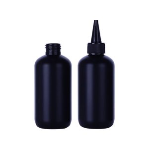 Botella Redonda Boston de Plástico PET Negro Mate, Libre de BPA, de 120ml, 150ml, 200ml, 250ml, 380ml, 500ml, para Aceite o Pegamento, con Tapa Puntiaguda - Product Image 3