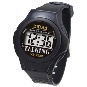 XINJIA 말하는 시계 블라인드 사람들 프랑스어 영어 러시아어 이탈리아어 스페인어 방수 사운드 여성 음성 노인 TPU 스트랩 - Product Image 1