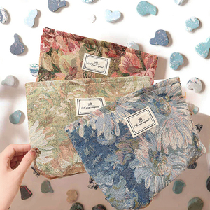 Wholesale Fashion Vintage Letter Pattern Cotton Cosmetic <b>Bag</b> Women Zipper Portable Travel Makeup Pouch - Product Image 3