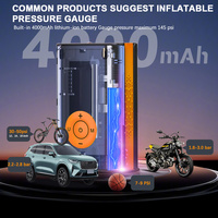 Compresseur d'air pour gonflage de pneus |   Pompe à pneus numérique portable en ABS 4000 mAh 150 PSI avec arrêt automatique, chargeur Type-C et lumière d'urgence pour