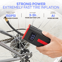 Gonfleur de pneus portable mini en plastique Richtek, capteur de pression numérique haute précision 150 PSI, LED intégrée, arrêt automatique
