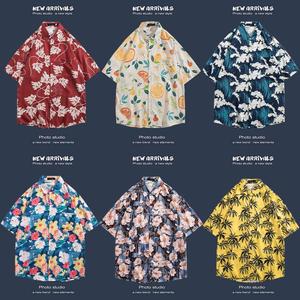 Premium Men's Summer Vintage Oil Painting Floral Hawaiian Shirt Pink Flower Print Casual Short Sleeve Button Down Beach Shirt - Product Image 3