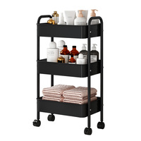 Vente directe usine - Chariot roulant multifonctionnel mince en métal à 4 roues et 3 niveaux pour cuisine, salon, bureau, transport alimentaire