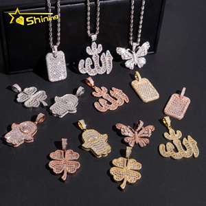 Nuova Collezione GRA di Ciondoli <span class=keywords><strong>Hamsa</strong></span> con Trifoglio in Moissanite Ghiacciata, Gioielli Hip Hop Personalizzati per Uomo e Donna - Product Image 4