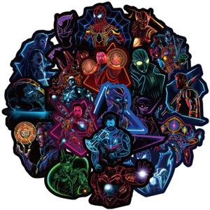 ZY0219C 100/PCS Popular Hot Sell Glow-in-the-dark <strong>Marvel</strong> Superhero League Sticker Waterproof Vinyl Sticker Custom - Product Image 2