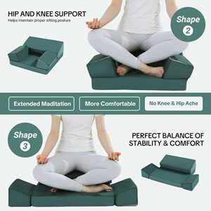 Ensemble d'oreillers de <span class=keywords><strong>méditation</strong></span> en mousse avec coussins pour les genoux, tapis de yoga pour s'asseoir au sol, coussin Zafu de soutien des hanches pour adultes - Product Image 3