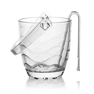 Glass Ice Bucket with Clips Portable Crystal Ice Bucket for Home Bar Chilling Beer Champagne and Wine