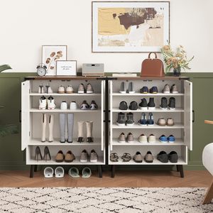 Meuble à chaussures moderne en bois SENYU avec 5 étagères, rangement de style farmhouse pour entrée, mobilier de maison - Product Image 6