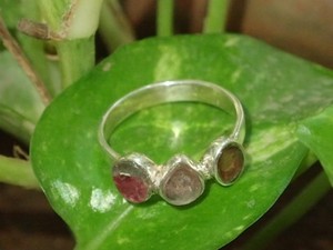 Anillos Unisex de Plata de Ley 925 con Turmalina Sandía Natural, Joyería Étnica Hecha a Mano, Vermeil Eternidad para Boda - Product Image 5