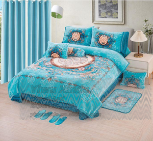 Set di 12 Coperte <span class=keywords><strong>Rosa</strong></span> in Velluto Caldo per l'Inverno, <span class=keywords><strong>Coperta</strong></span> Pesante Stampata King Size 10kg con Tende Coordinate - Product Image 6