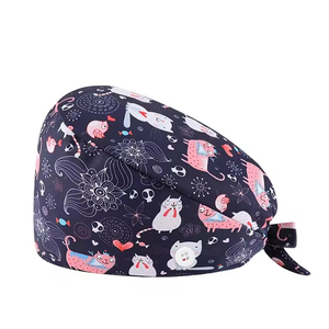 Bonnets chirurgicaux dentaires doublés satin avec boutons, imprimés motifs de dessins animés, pour infirmières, respirants, pour le personnel médical et les salons de beauté - Product Image 6