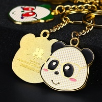 Porte-clés solaire personnalisé en alliage de zinc vintage avec logo panda 3D mignon pour cadeau d'enfant - Vente en gros