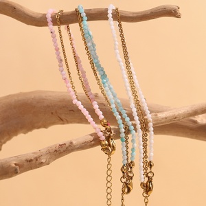 ขายส่งสร้อยข้อเท้าลูกปัดซันสโตนสองชั้น ขนาด 3-4 มม. ลูกปัดกลมเล็ก ชุบทอง 18K สำหรับผู้ค้าปลีกขนาดเล็ก รองรับ OEM แบบกำหนดเอง - Product Image 2