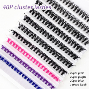 Colorful Lash <b>Extension</b> D Curl Lash Clusters Faux <b>Mink</b> <b>Eyelashes</b> Fluffy Colored Cluster Lashes Vendor - Product Image 3