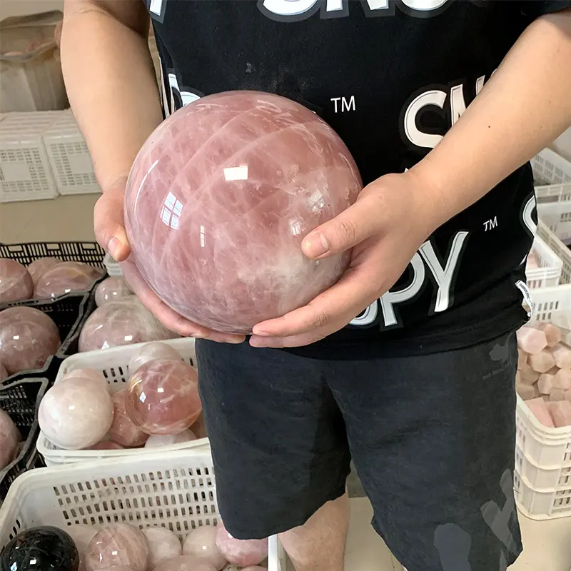 Wholesale Hot selling Natural crystal balls healing big rose quartz spheres dream amethyst balls